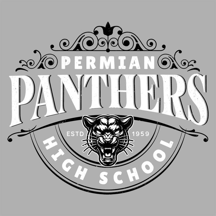 Close-up view of Permian High School Panthers Grey Classic Unisex T-shirt 211