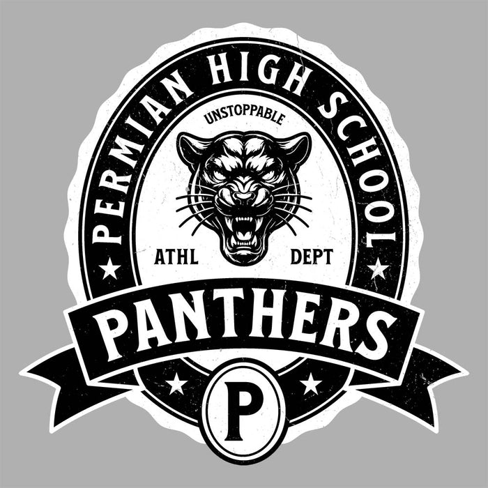 Close-up view of Permian High School Panthers Grey Classic Unisex T-shirt 212