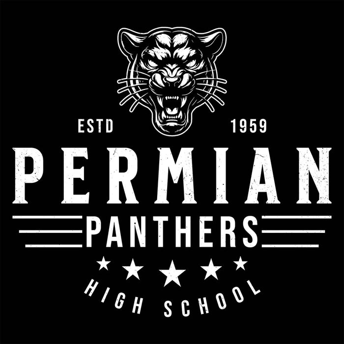 Close-up view of Permian High School Panthers Black Classic Unisex T-shirt 217