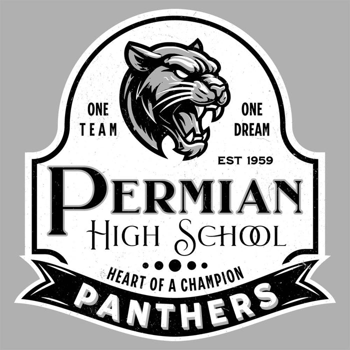 Close-up view of Permian High School Panthers Grey Classic Unisex T-shirt 219