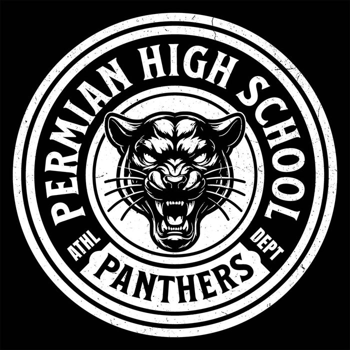 Close-up view of Permian High School Panthers Black Classic Unisex T-shirt 220