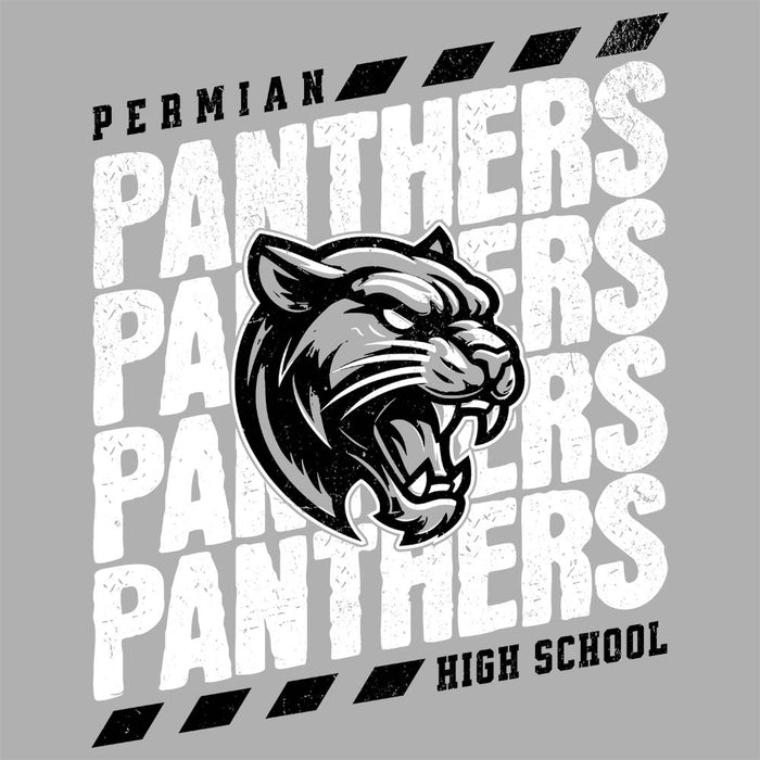 Close-up view of Permian High School Panthers Grey Classic Unisex T-shirt 223