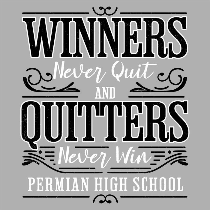 Close-up view of Permian High School Panthers Unisex 3/4 sleeve Raglan T-shirt 237
