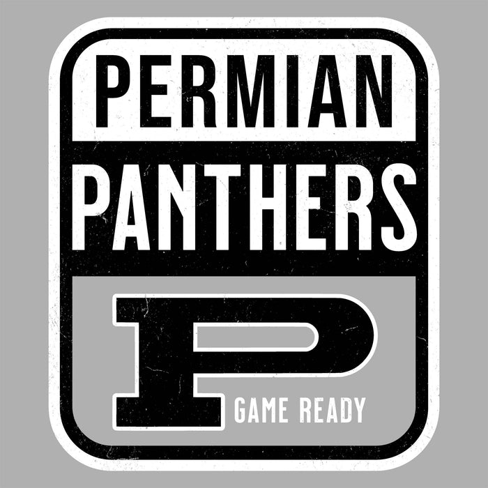 Close-up view of Permian High School Panthers Grey Classic Unisex T-shirt 001