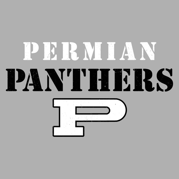 Close-up view of Permian High School Panthers Grey Classic Unisex T-shirt 017