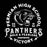 Permin High School Panthers logo with panther graphic and text on a black background - raglan t-shirt design 206