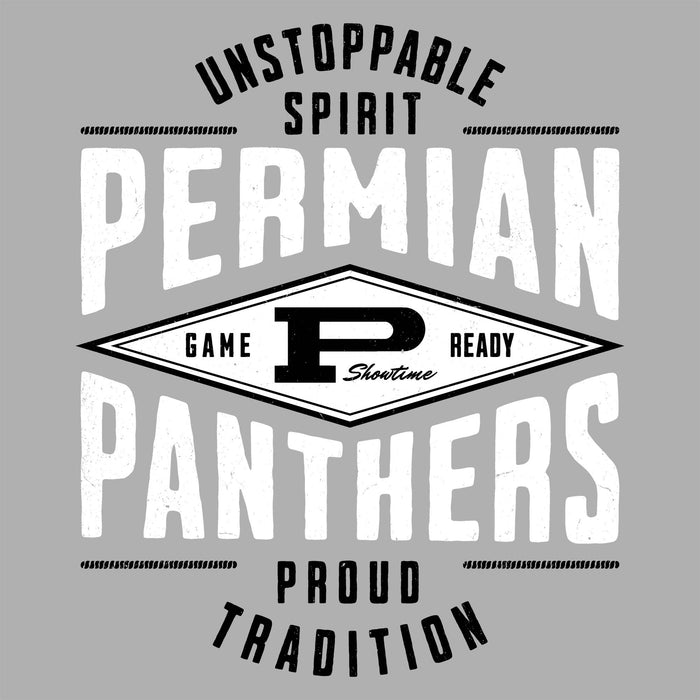 Close-up view of Permian High School Panthers Grey Classic Unisex T-shirt 210