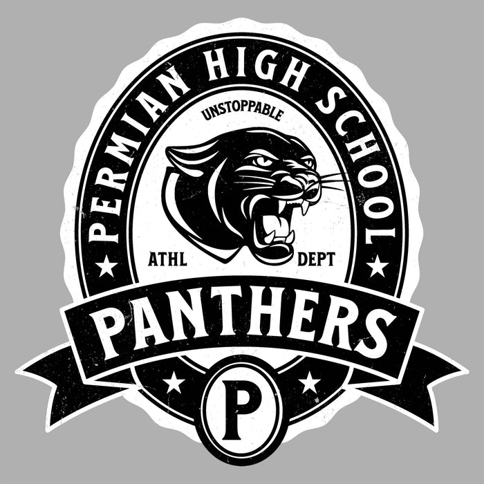 Close-up view of Permian High School Panthers Grey Classic Unisex T-shirt 212
