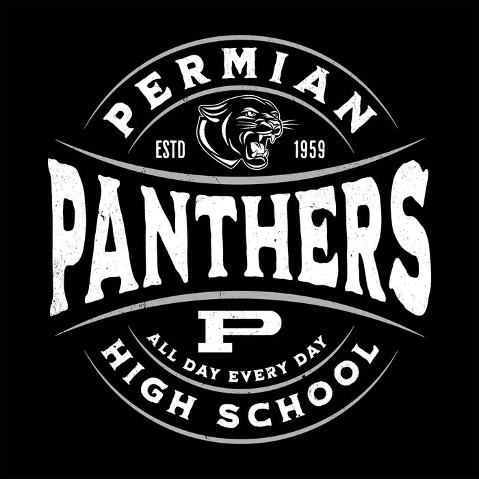 Close-up view of Permian High School Panthers Black Classic Unisex T-shirt 218