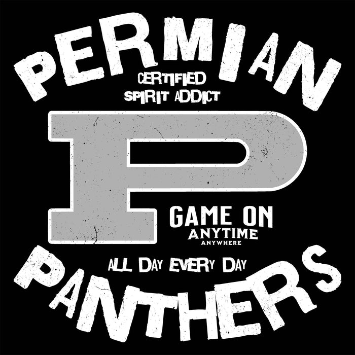 Black t-shirt with white text and logo for 'Permian Panthers' on a black background - classic t-shirt design 228