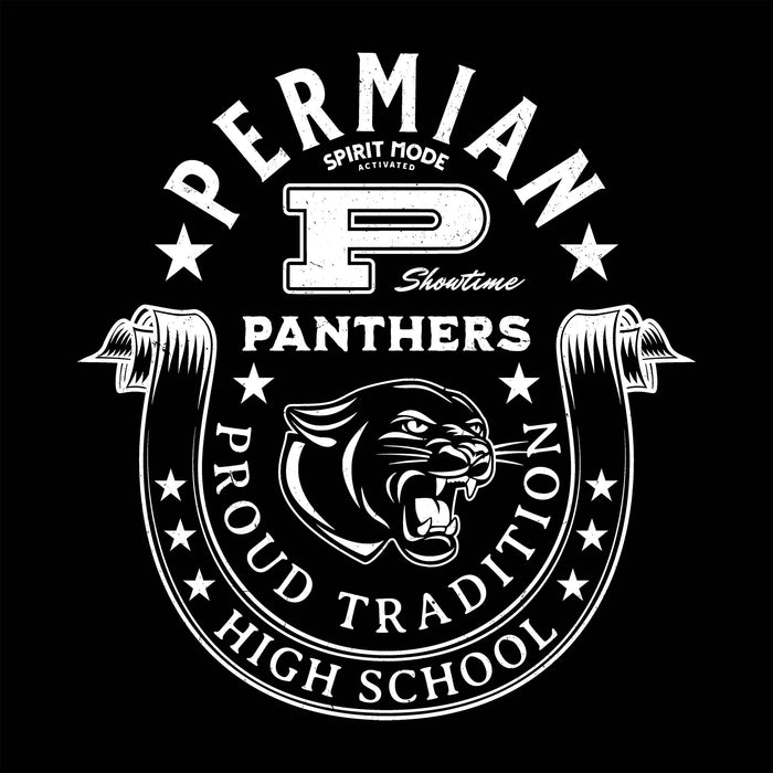 Close-up view of Permian High School Panthers Black Classic Unisex T-shirt 229