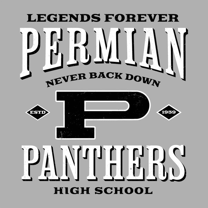Close-up view of Permian High School Panthers Grey Classic Unisex T-shirt 230