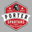 Close-up view of Porter High School Spartans Unisex 3/4 Sleeve Raglan T-shirt 209