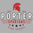 Close-up view of Porter High School Spartans Unisex 3/4 Sleeve Raglan T-shirt 217