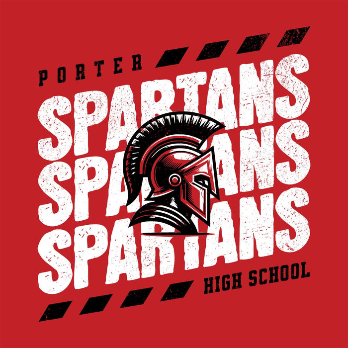 Close-up view of Porter High School Spartans Red Classic Unisex T-shirt 223