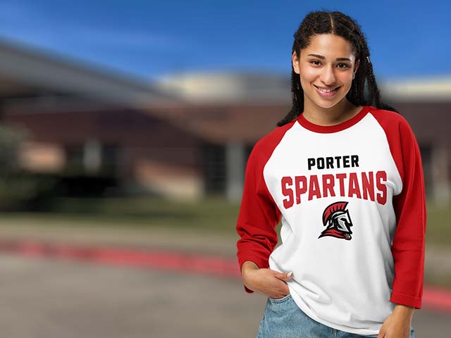 Porter High School Spartans Raglan T-shirts All Products Page