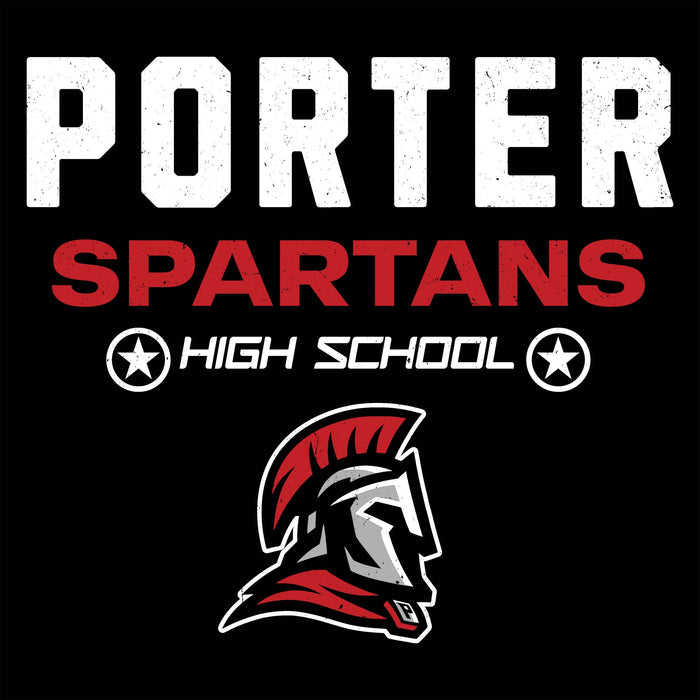 Close-up view of Porter High School Spartans Black Classic Unisex T-shirt 003