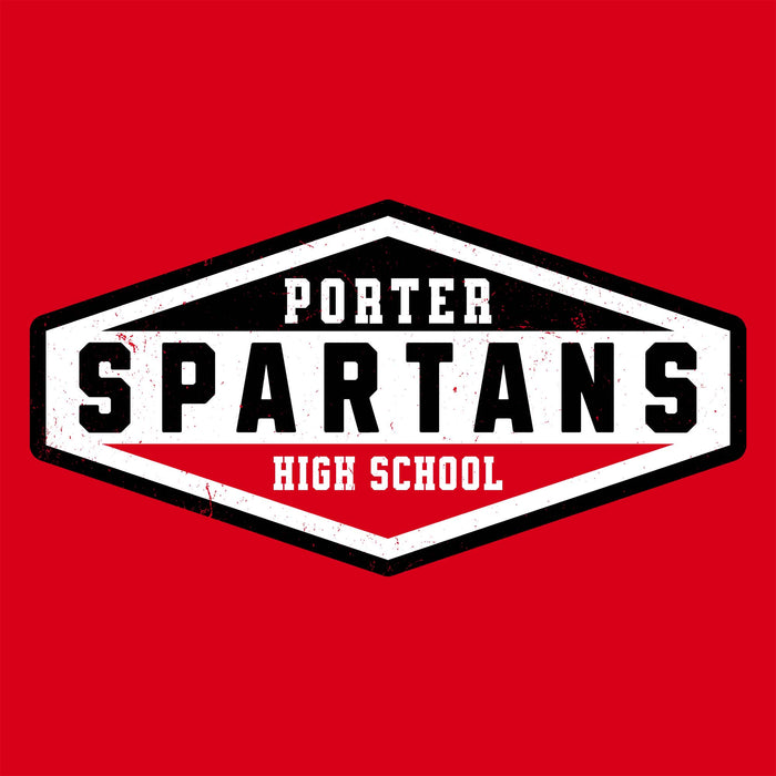Close-up view of Porter High School Spartans Red Classic Unisex T-shirt 009