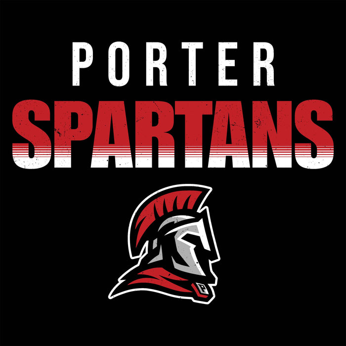 Close-up view of Porter High School Spartans Black Classic Unisex T-shirt 024