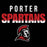 Porter Spartans logo with spartan helmet on a black background - women's t-shirt design 024
