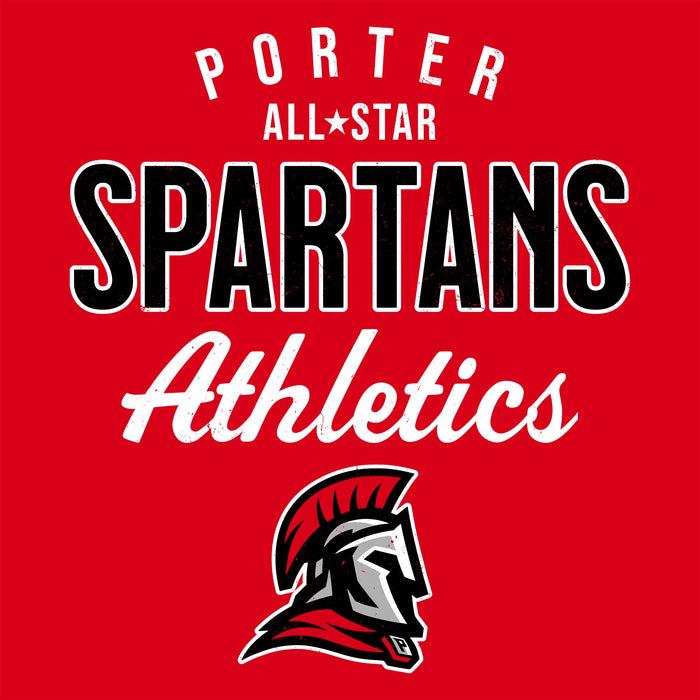 Close-up view of Porter High School Spartans Red Classic Unisex T-shirt 034