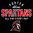 Porter Allstar Spartans logo with helmet on a black background - classic t-shirt design 040