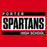 Close-up view of Porter High School Spartans Women's Red SoftStyle T-shirt 098