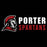 Porter Spartans logo with Spartan helmet on a black background - raglan t-shirt design 200