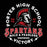 Porter High School Spartans logo with a Spartan helmet on a black background - women's t-shirt design 206