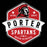 Close-up view of Porter High School Spartans Women's Black SoftStyle T-shirt 209