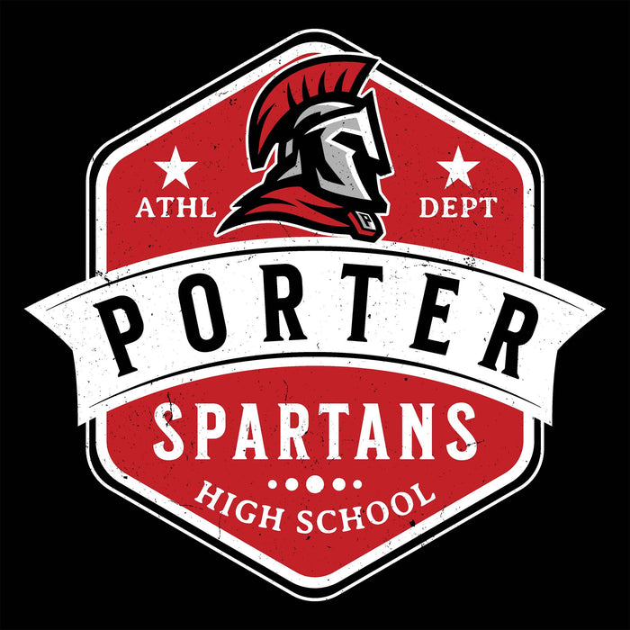 Close-up view of Porter High School Spartans Black Classic Unisex T-shirt 209