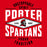 Close-up view of Porter High School Spartans Red Classic Unisex T-shirt 210