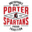 Close-up view of Porter High School Spartans Unisex 3/4 Sleeve Raglan T-shirt 210