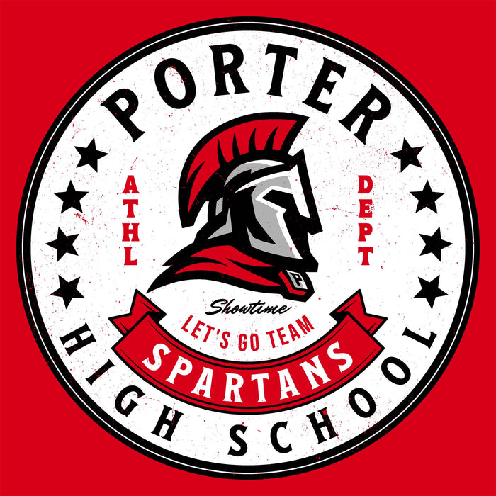 Close-up view of Porter High School Spartans Red Classic Unisex T-shirt 215