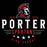 Porter Spartans high school logo with a Spartan helmet on a black background - raglan t-shirt design 217