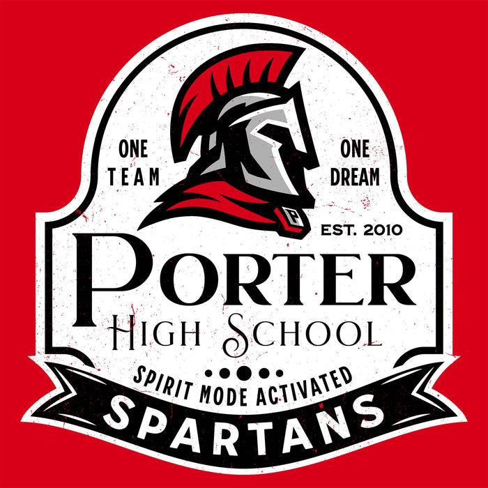 Close-up view of Porter High School Spartans Red Classic Unisex T-shirt 219