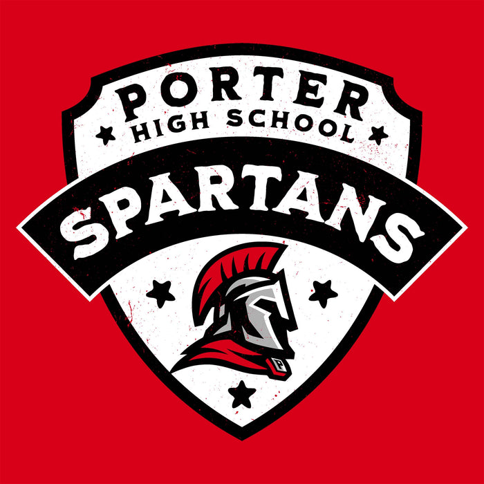 Porter High School Spartans logo on a red background - classic t-shirt design 221