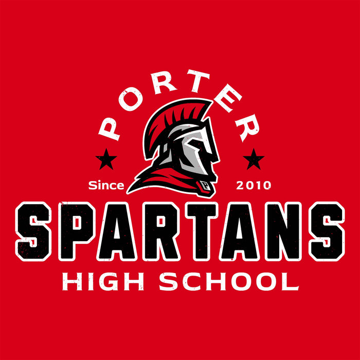 Close-up view of Porter High School Spartans Red Classic Unisex T-shirt 222
