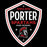 Porter Spartans High School logo with Spartan helmet on a black background - shield design for women's t-shirt