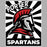 Logo of Porter Spartans with a helmet design on a black and white striped background - raglan t-shirt design 226