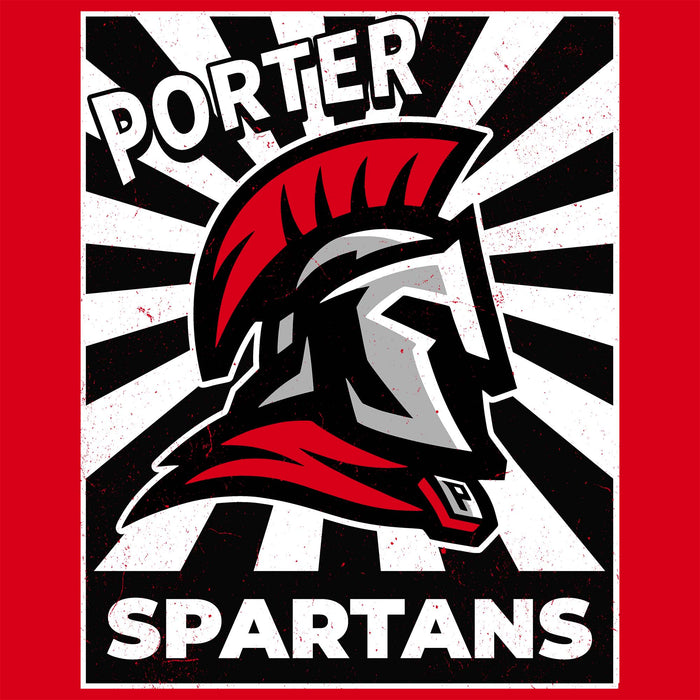 Close-up view of Porter High School Spartans Women's Red SoftStyle T-shirt 226