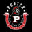Logo with a Spartan helmet, horseshoe, and text on a black background - classic t-shirt design 229