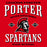 Close-up view of Porter High School Spartans Women's Red SoftStyle T-shirt 230