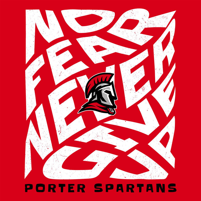 Close-up view of Porter High School Spartans Women's Red SoftStyle T-shirt 236