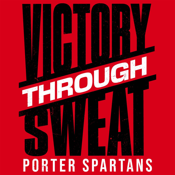 Close-up view of Porter High School Spartans Women's Red SoftStyle T-shirt 241