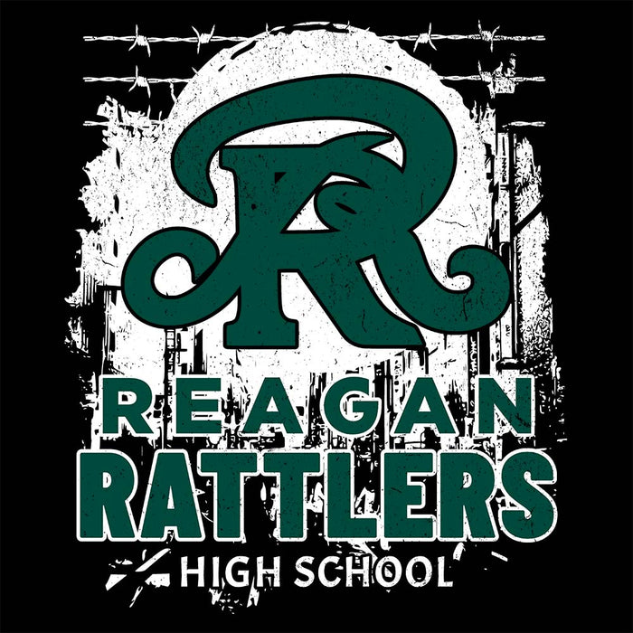 Close-up view of Reagan High School Rattlers Black Classic Unisex T-shirt 202