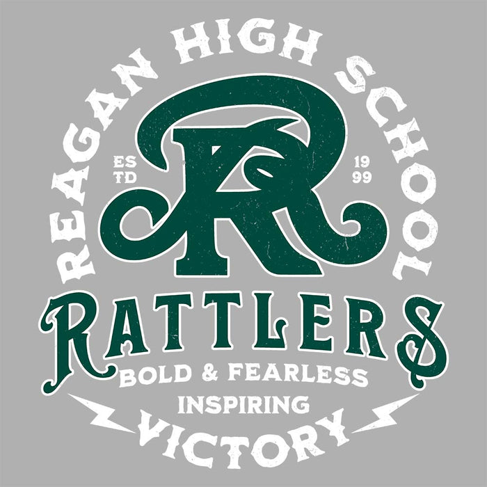 Close-up view of Reagan High School Rattlers Grey Classic Unisex T-shirt 206