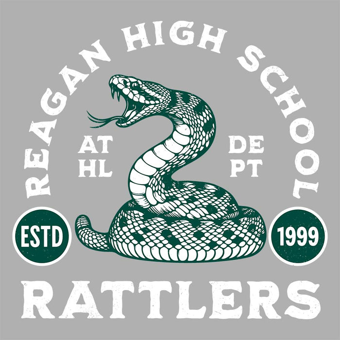 Close-up view of Reagan High School Rattlers Grey Classic Unisex T-shirt 208