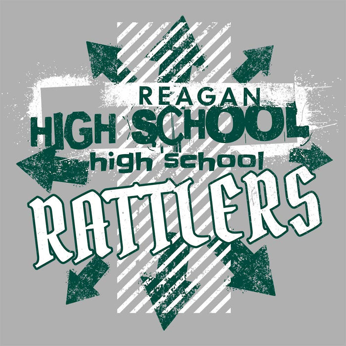 Close-up view of Reagan High School Rattlers Grey Classic Unisex T-shirt 211