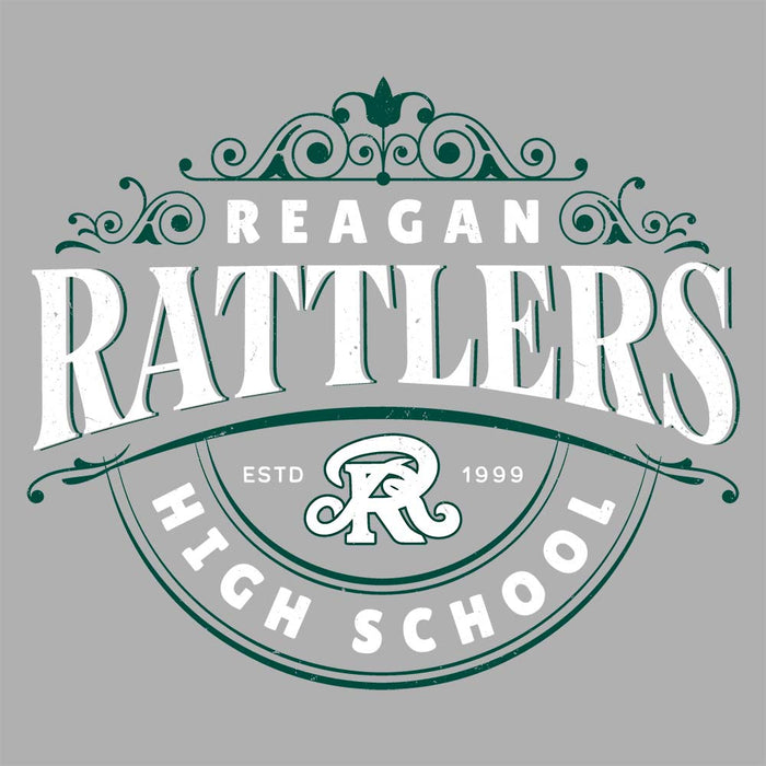 Close-up view of Reagan High School Rattlers Grey Classic Unisex T-shirt 211